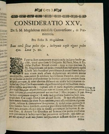 175-185, CONSIDERATIO XXV. De S. M. Magdalenae mirabili Conversione, & Poenitentia.