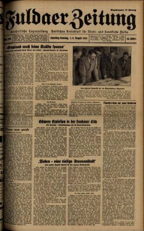 Ausgabe vom Samstag, den 05. August 1939.