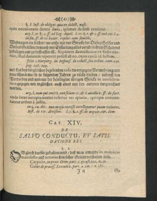 Cap. XIV. De Salvo Conductu, Et Satisdatione Rei.