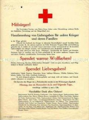 Spendenaufruf des Roten Kreuzes