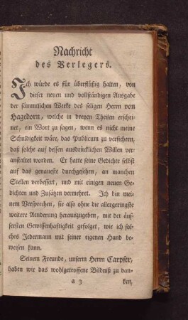 Nachricht des Verlegers.