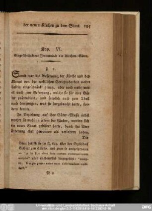 Kap. VI. Eingeschränktere Immunität der Kirchen-Güter.