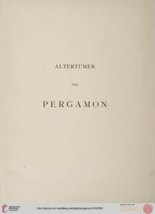 Band I, Text 2: Altertümer von Pergamon: Stadt und Landschaft