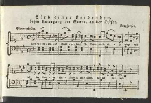 Lied eines Leidenden, beym Untergang der Sonne, an der Ostsee