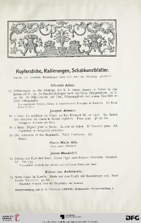 Kupferstiche, Radierungen, Schabkunstblätter (Nr. 79-857)