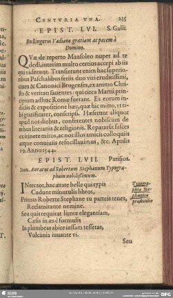 Epist. LVII. Parisios. Joan. Auratus ad Robertum Stephanam Typographum nobilißimum : [Datum Lemovicibus quarto nonas Maii. Anno M.D.XXXVIII]