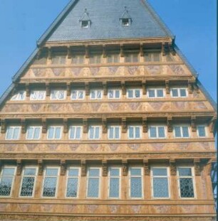 Hildesheim. Auskragung des achtgeschossigen Knochenhaueramtshauses