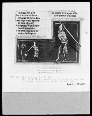 Weltchronik - Bruder Philipp — ---, Folio 1recto-256recto---, Folio 1recto-256rectoDavid und Goliath, Folio 183verso