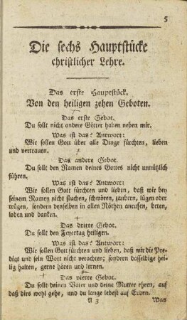 Die sechs Hauptstücke christlicher Lehre.