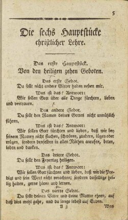 Die sechs Hauptstücke christlicher Lehre.