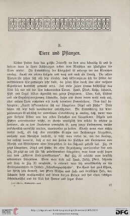 II. Tiere und Pflanzen