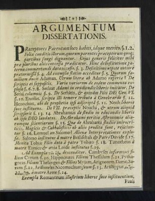 Argumentum Dissertationis.
