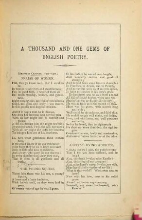 A Thousand and One Gems of English Poetry : Selected and arranged By Charles Mackay. With illustrations by John Millais, John Gilbert, and Birket Foster