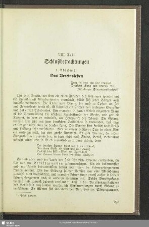 VIII. Teil. Schlußbetrachtungen