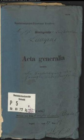 Belegakten zu den Zivilstandsregistern der Juden mit den Orten Bettelhausen, Elsoff, Erndtebrück, Feudingen, Fischelbach, Laasphe, Richstein und Schwarzenau (H 1867-1874)