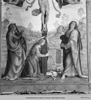 Christus am Kreuz mit Maria, Magdalena und Johannes dem Evangelisten