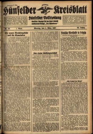 Erste Ausgabe vom Montag, den 01. März 1937.