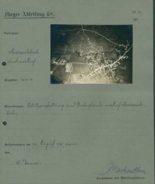 Foto der Artilleriestellung und Unterstände nördlich von Niedersulzbach (Soppe-le-Bas) (Luftbild)