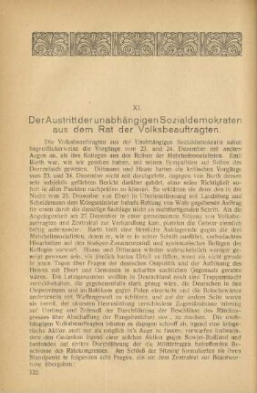 XI. Der Austritt der unabhängigen Sozialdemokraten aus dem Rat der Volksbeauftragten