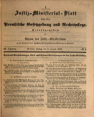 Justiz-Ministerialblatt für die preußische Gesetzgebung und Rechtspflege. 3. 1841
