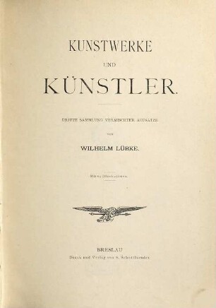 Kunstwerke und Künstler : dritte Sammlung vermischter Aufsätze
