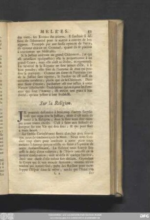 Sur la Religion.