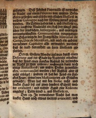 Continuatio Diarii, Aus dem Käyserlichen Feld-Lager vor Landau, Anno 1704.
