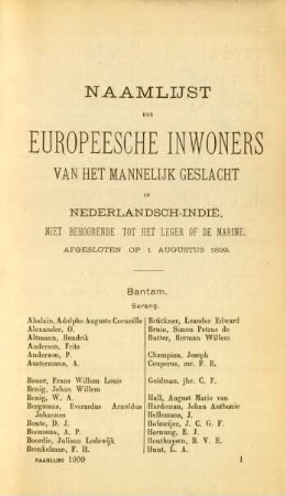 Naamlijst der europeesche inwoners van het mannelijk geslacht in Nederlandsch-Indie, ...