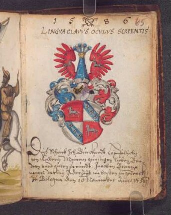 Burkhard Löffelholz von Kolberg, Bologna, 1586-11-10: Sentenz (lat.), Widm. (dt.)