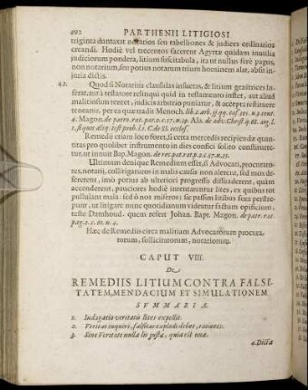 Caput VIII. De Remediis Litium Contra Falsitatem, Mendacium Et Simulationem.