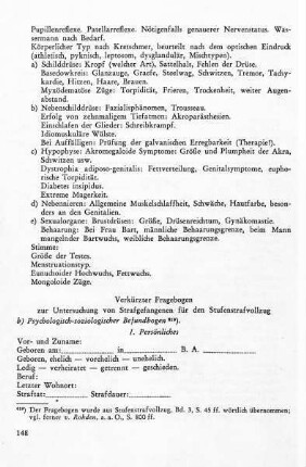 b) Psychologisch-soziologischer Befundbogen
