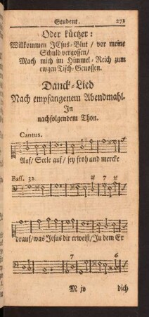 Danck-Lied Nach empfangenem Abendmahl.