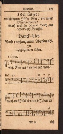 Danck-Lied Nach empfangenem Abendmahl.