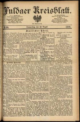 Erste Ausgabe vom Donnerstag, den 23. August 1900.