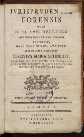 Tomus 1: Iurisprudentia Forensis