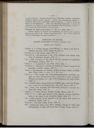 Pubblicazioni non periodiche pervenute all' Accademia nel mese di settembre 1886.