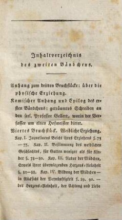 Levana oder Erziehlehre, Zweites Bändchen