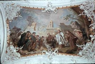 Die Bekehrung eines Juden durch den heiligen Antonius von Padua: ein Esel kniet vor der Hostie nieder