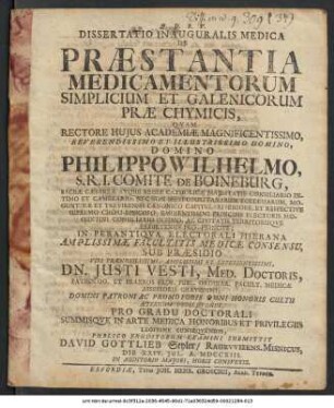 Dissertatio Inauguralis Medica De Præstantia Medicamentorum Simplicium Et Galenicorum Præ Chymicis