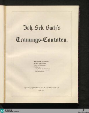 13,1: Joh. Seb. Bach's Trauungs-Cantaten