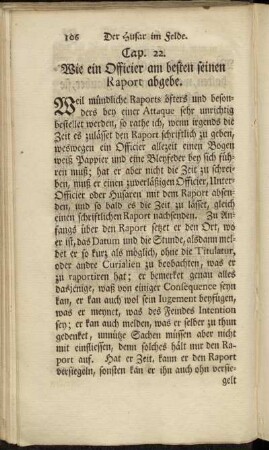 Cap. 22. Wie ein Officier am besten keinen Raport abgebe.