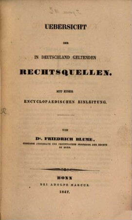 Encyclopaedie der in Deutschland geltenden Rechte, I