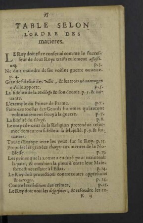 Table selon l'ordre des matieres.