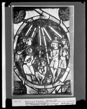 Mittleres Chorfenster mit Szenen aus dem Leben Jesu und Königs- und Prophetenreihe — Linke Fensterbahn mit Szenen aus Kindheit und Jugend Christi — Christus bewirkt ein Wunder (Apokryphen)