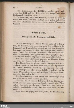Viertes Capitel. Photographische Lösungen und Bäder