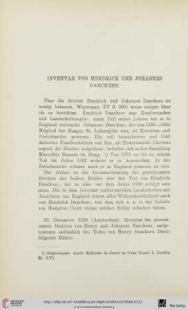 Inventar von Hendrick und Johannes Danckers