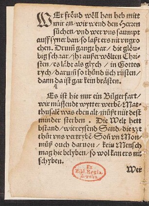 WEr fröud wöll han heb mitt || mir an/ wir wend den Herren || suchen/