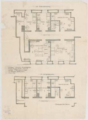 Thiersch, Friedrich von; Glonn (Obb.); Schloss Zinneberg - Altes Schloss - Fremdenzimmer UG u. EG (Möblierungsplan)