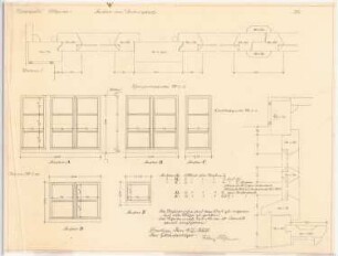 Wohnhaus Böhmer, Heidelberg: Fenster im Untergeschoss: Ansichten 1:20, Schnitte 1:1