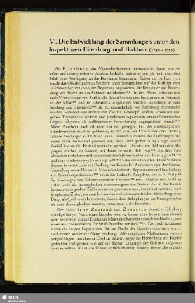 VI. Die Entwicklung der Sammlungen unter den Inspektoren Eilenburg und Birkhan : (1746-1778)